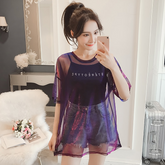 Two Set Transparent Hollow Out Loose Short Sleeve
